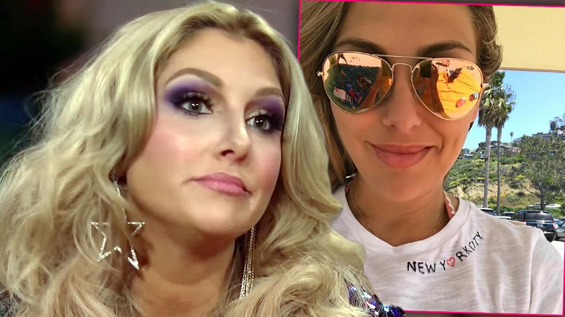 'RHOC' Gina KirschenheiterWearing Star Earrings, Inset Gina Wearing Mirrored Sunglasses And New York City Gray Heathered T-Shirt