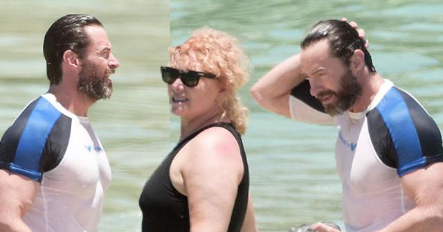 //hugh jackman shirtless wife deborra lee furness swimsuit caribbean pp