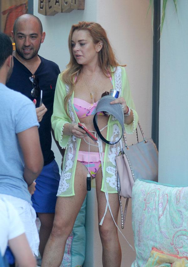 Greek Goddess Lindsay Lohan Shows Off Freckled Flesh In Bikini On Summer Soiree 12 Shots Of