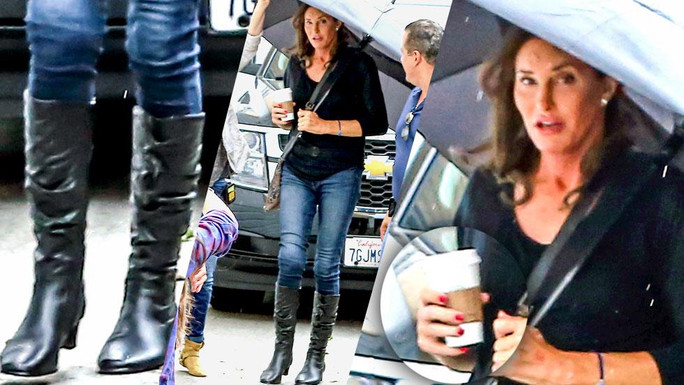 Caitlyn Jenner Walking In The Rain