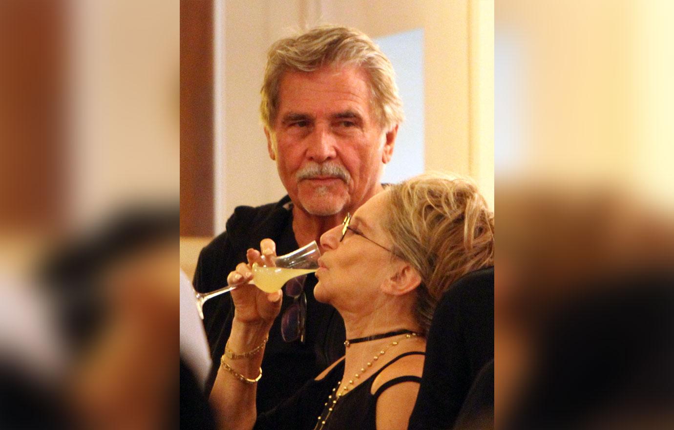 Barbra StreisandDrinking Cocktail while With James Brolin