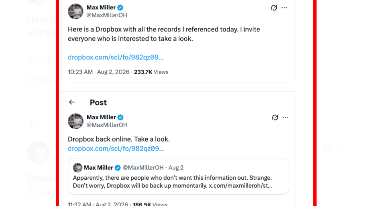 Rep Max Miller tweets on X