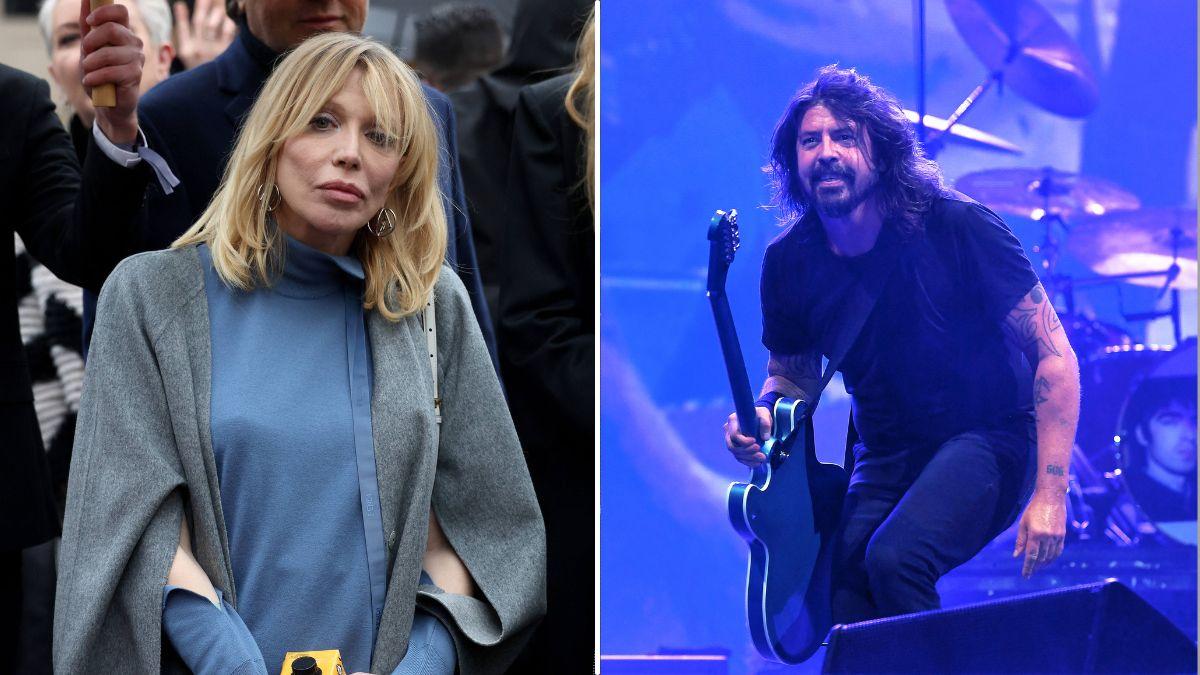 Split photos of Courtney Love and Dave Grohl