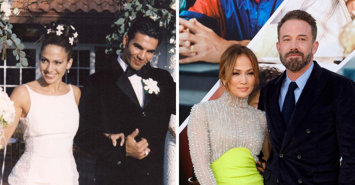 Composite photo of Jennifer Lopez and Ojani Noa, Jennifer Lopez and Ben Affleck