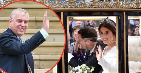 Split photos of Andrew Windsor, Princess Eugenie and Jack Brooksbank