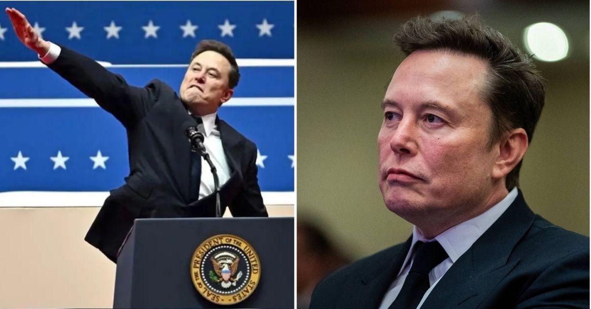 Split photo of Elon Musk