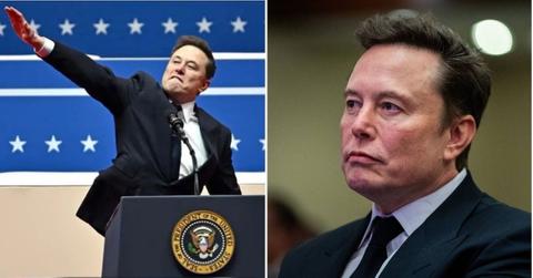 Split photo of Elon Musk