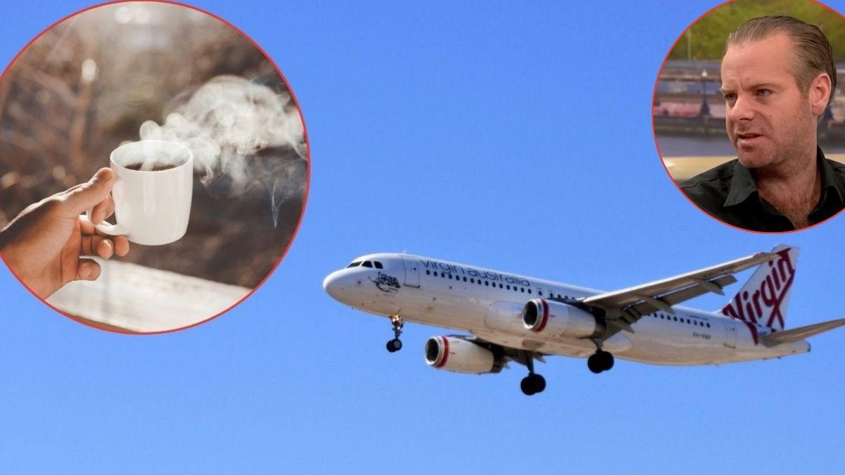 A man on a cross-country flight was severely burned when coffee spilled on his lap.