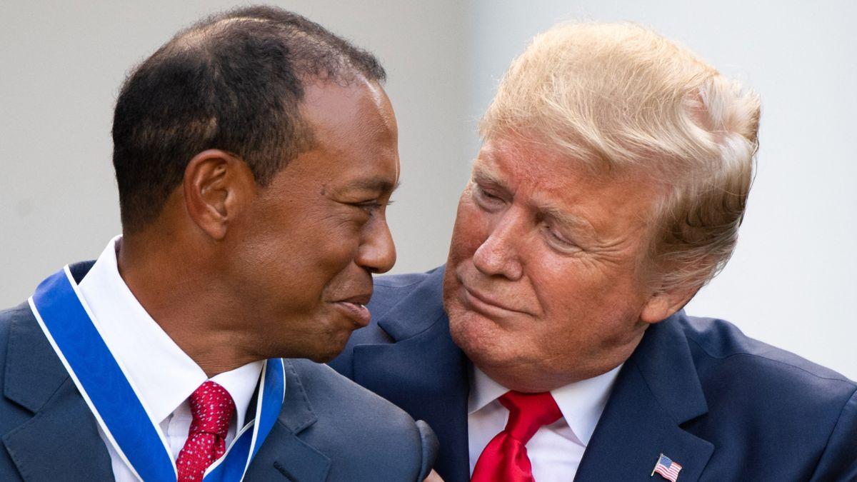 Photo of Tiger Woods, Donald Trump
