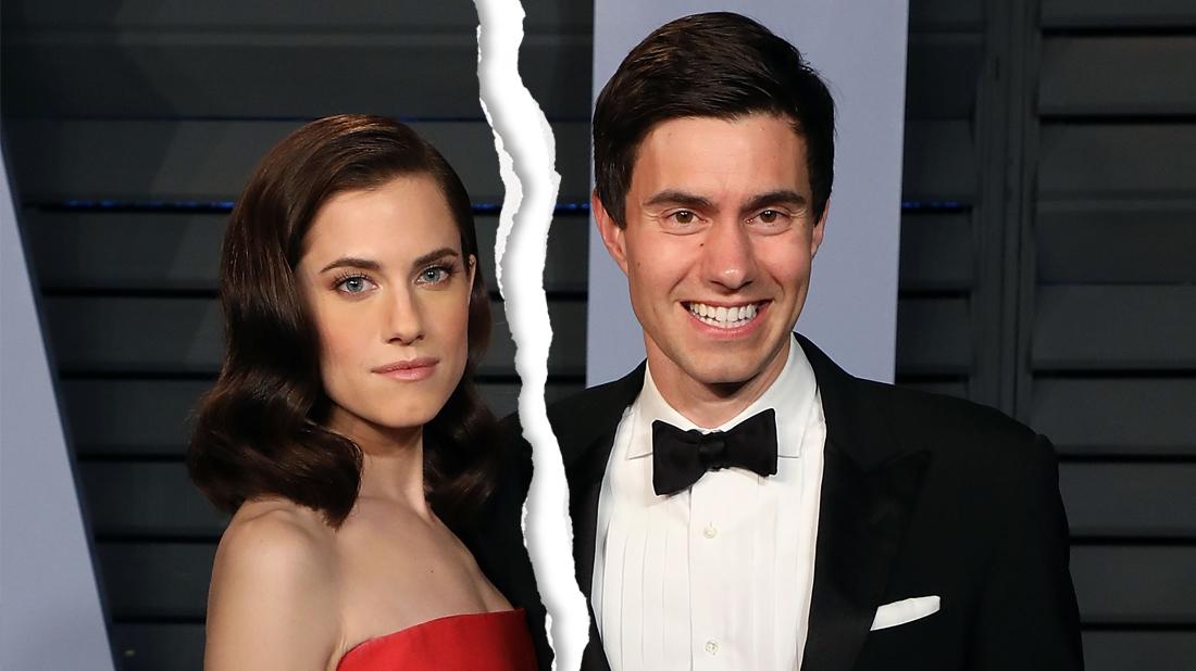 Allison Williams In Red Gown with Husband Ricky Van Veen in Tuxedo