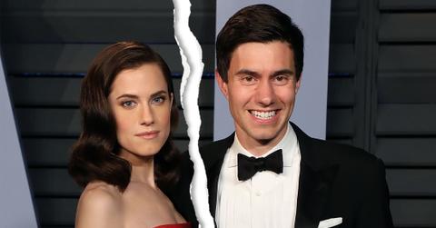 Allison Williams In Red Gown with Husband Ricky Van Veen in Tuxedo