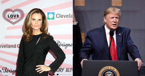 Split image of Maria Shriver and Donald Trump