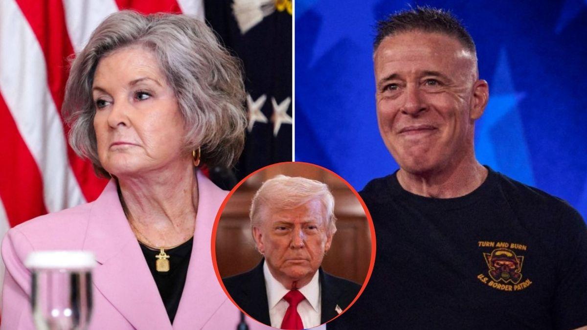 split image of Susie Wiles / Greg Bovino / Donald Trump