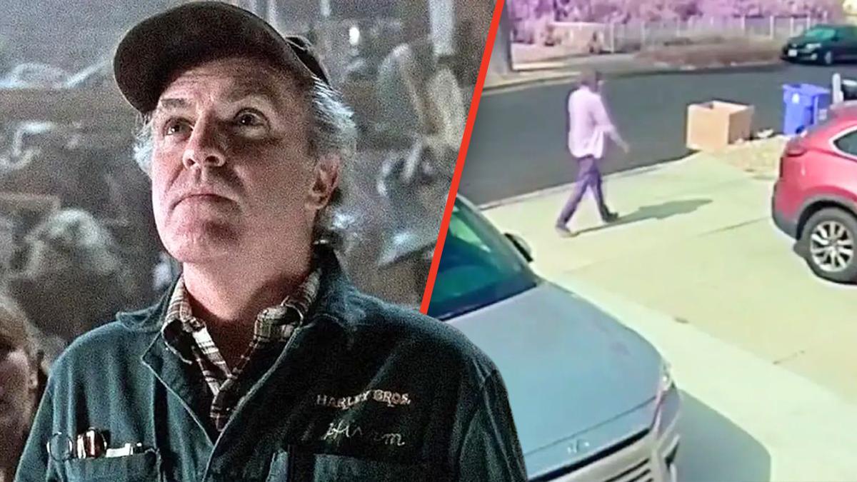 The alleged killer of actor James Handy was spotted on video moments after the stabbing. 