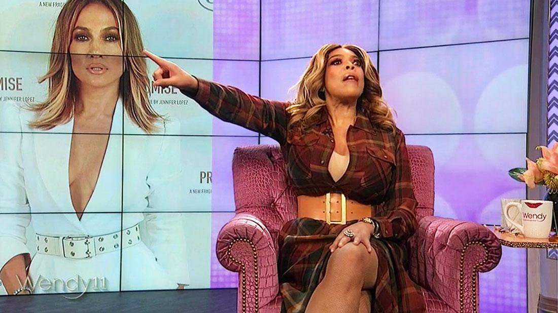 Angry Wendy Williams On Her Show Pointing Right, Wearing Plaid Dress Whlie Telling Audience Member With Cell Phone to Get Out