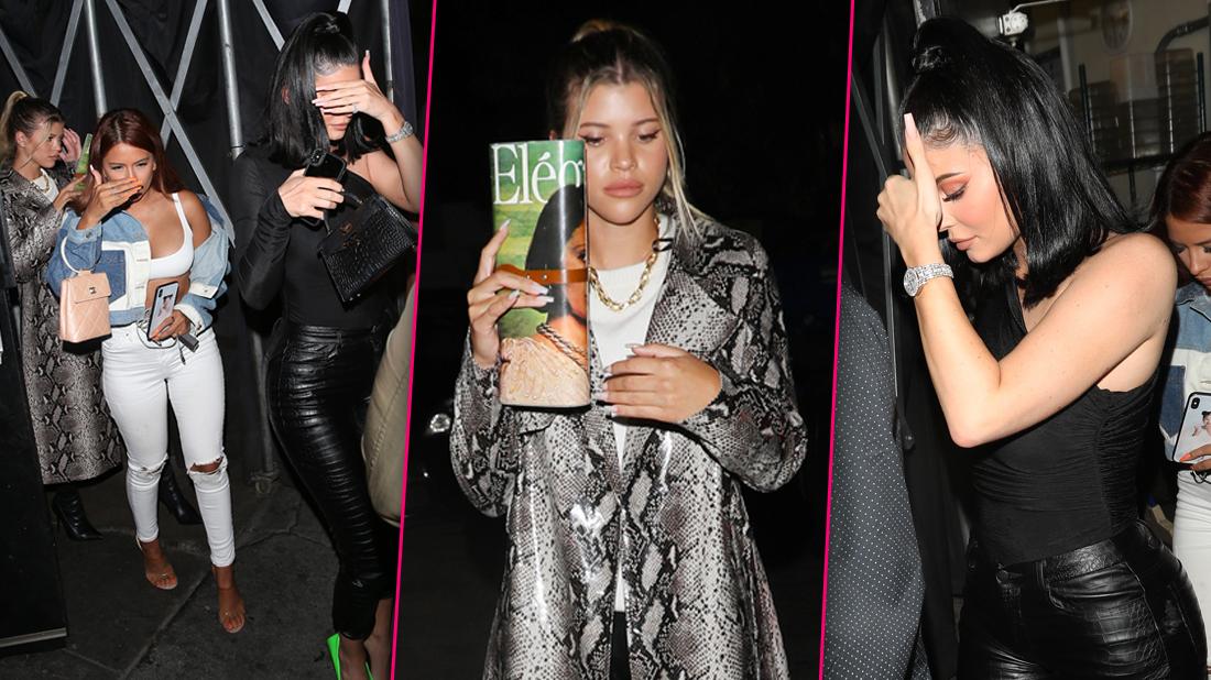 Kylie Jenner in All Black Covering Face and Sofia Richie