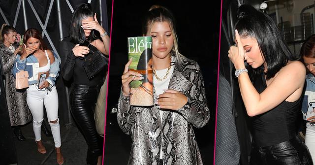 Kylie Jenner in All Black Covering Face and Sofia Richie