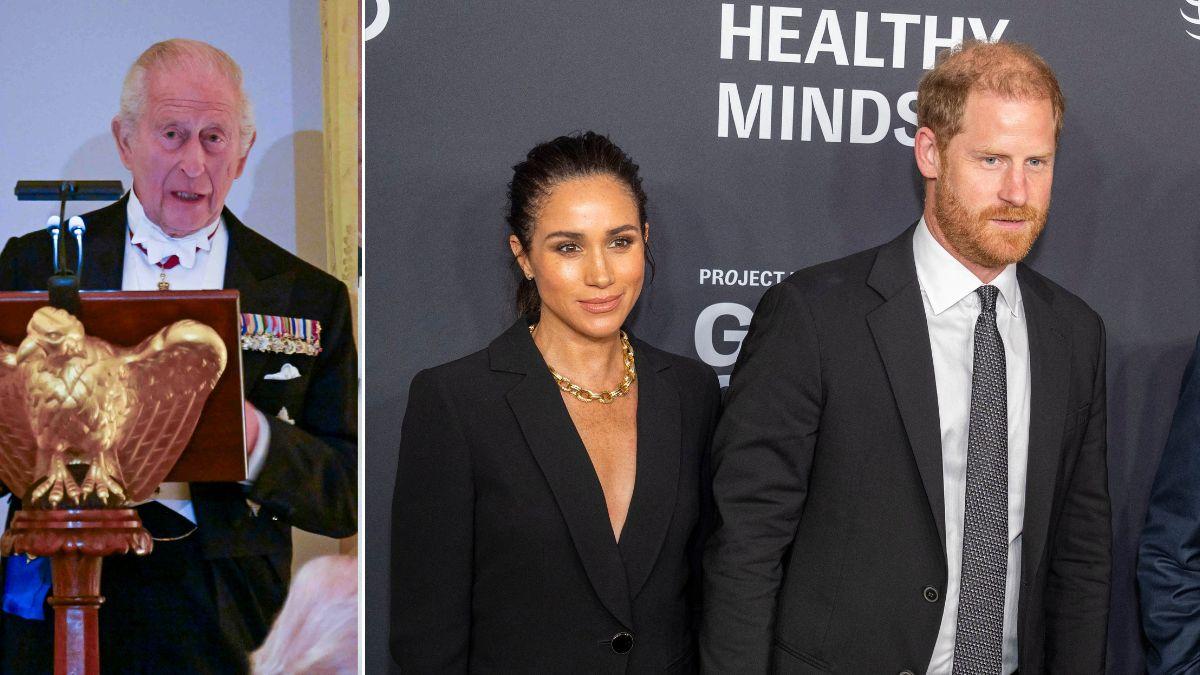 Photo of King Charles, Prince Harry adn Meghan Markle