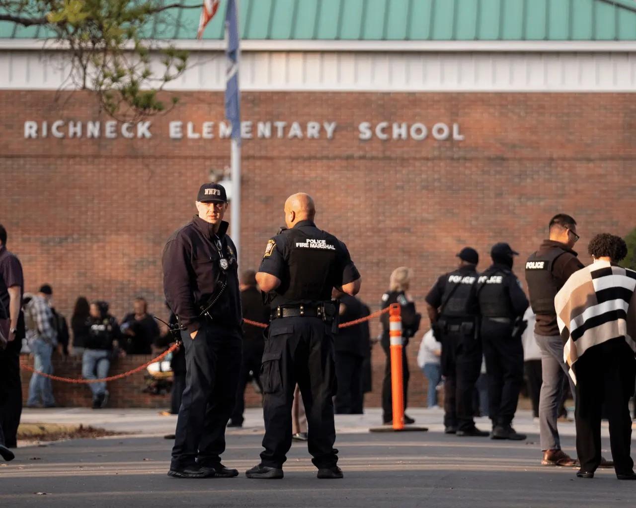 scene outside richneck elementary in virginia