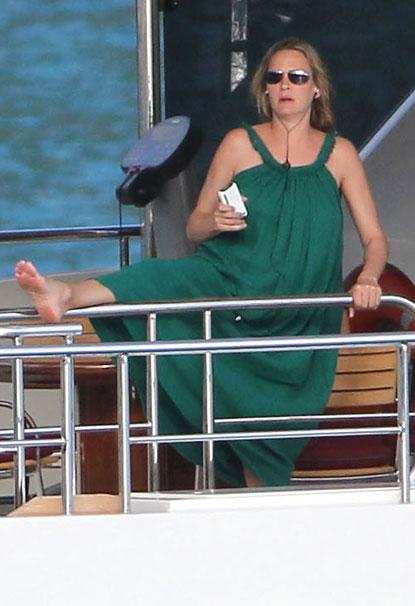 Pregnant Uma Thurman Wears A Bikini On A Yacht In St Barts 
