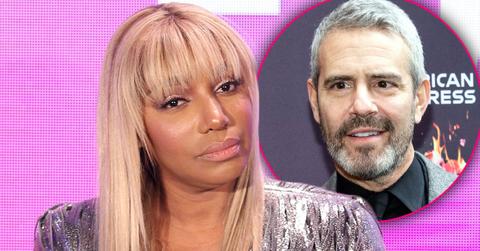 NeNe Leakes Looking Angry In Silver Jacket, Inset of Andy Cohen