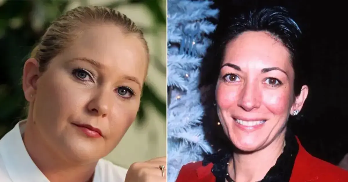 Split photo of Virginia Giuffre, Ghislaine Maxwell