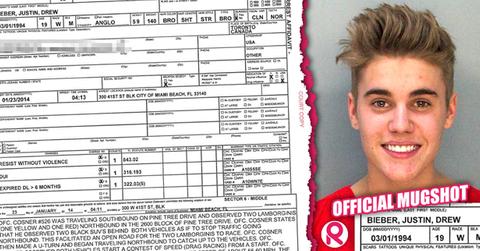 //justin bieber arrested dui police report miami beach mug shot wide
