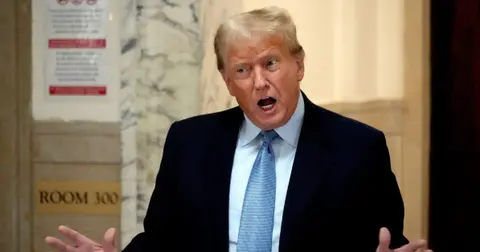 donald trump goes off joe biden on way to court shut down attempt delay stormy daniels hush money payment criminal case trial date
