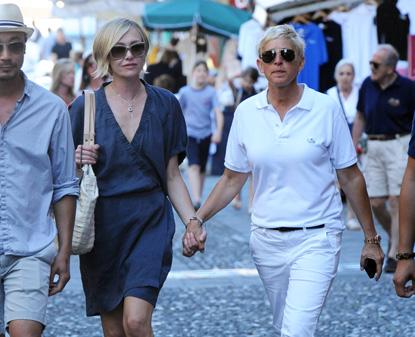 //ellen degeneres portia de rossi hold hands portofino