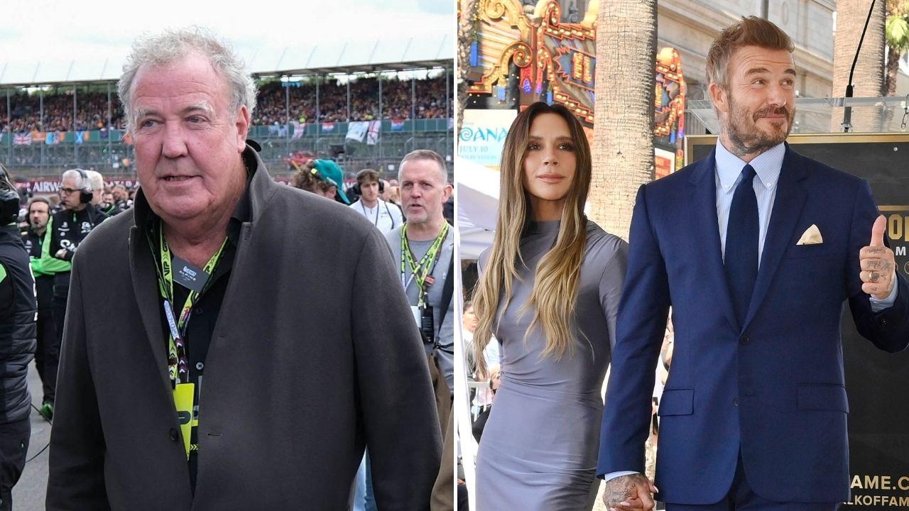 Split photos of Jeremy Clarkson, David Beckham and Victoria Beckham