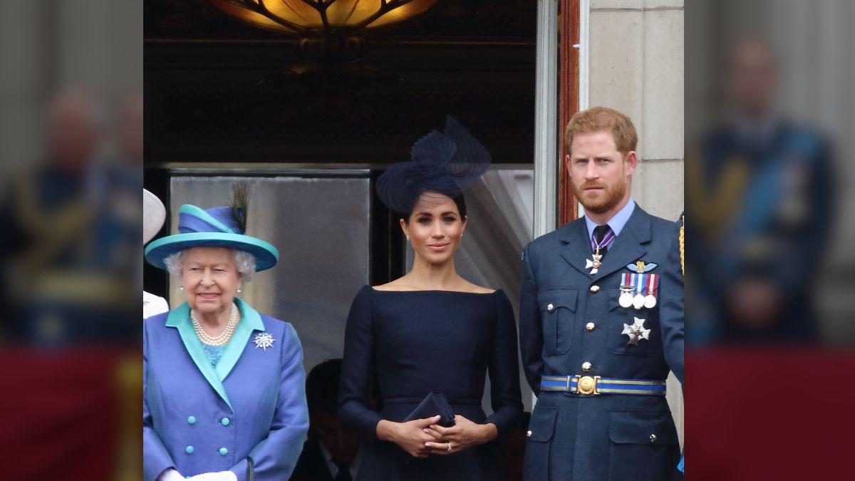 Photo of Queen Elizabeth, Prince Harry and Meghan Markle