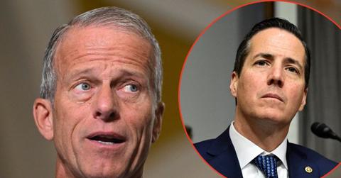 Split image of John Thune and Bernie Moreno