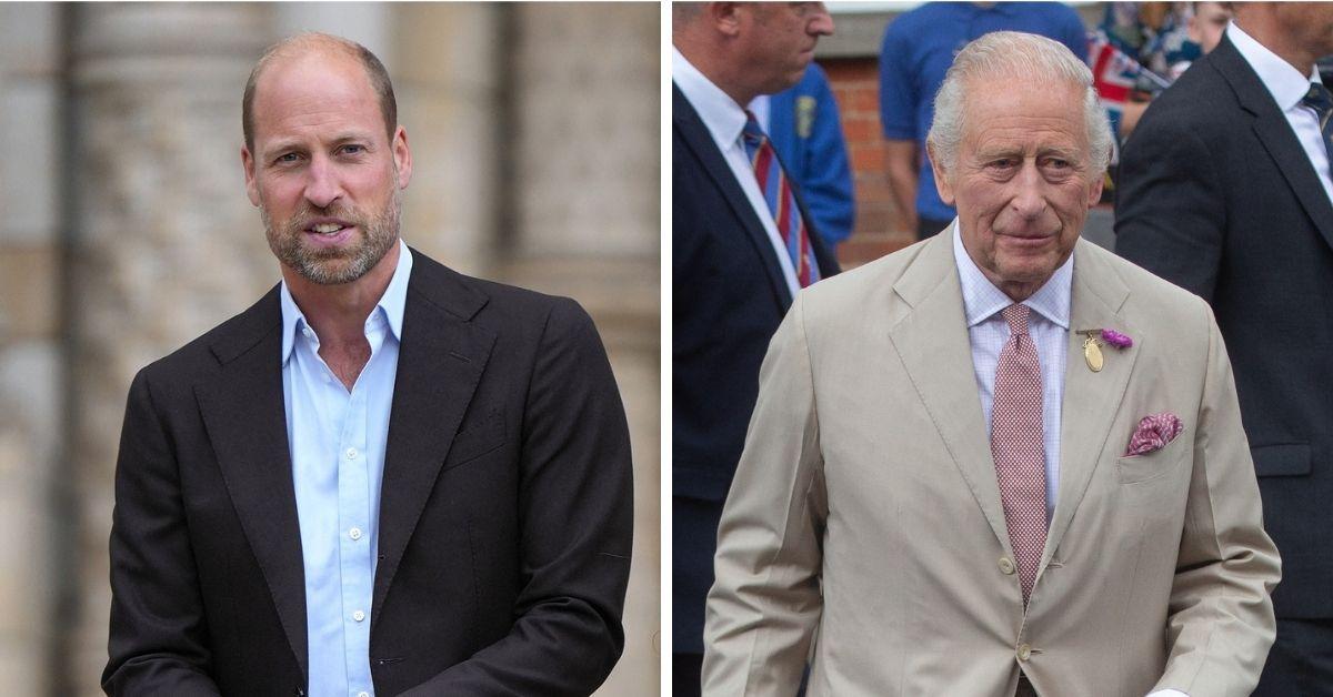 Split photos of King Charles and Prince William