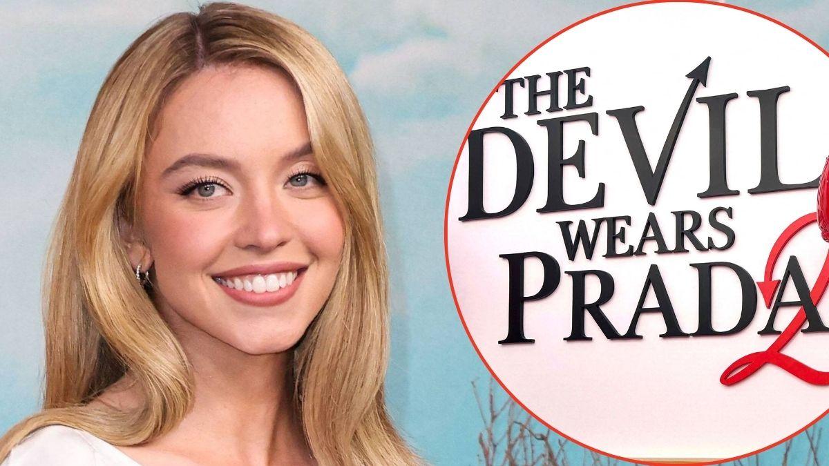 picture of Sydney Sweeney and Devil Wears Prada 2 sign
