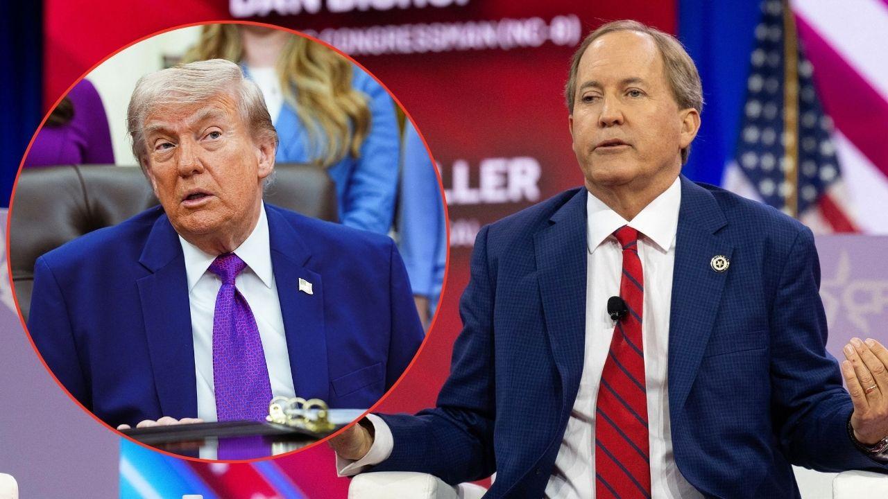 Split image of Donald Trump and Ken Paxton