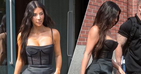 kim kardashian steps out black corset the view