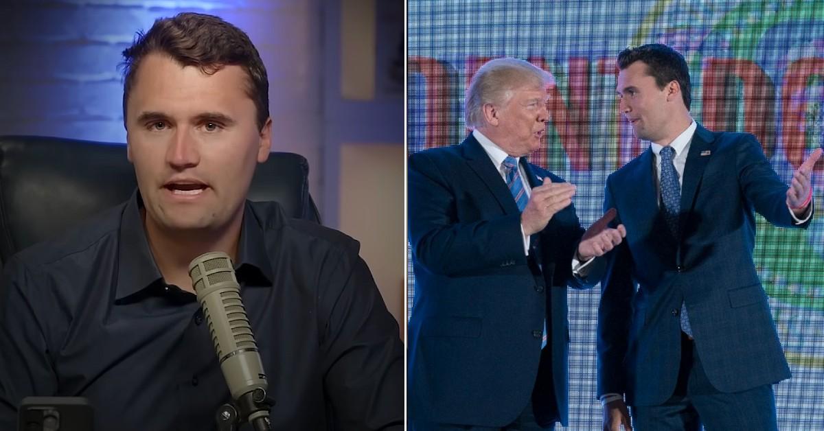 Split photos of Charlie Kirk and Donald Trump