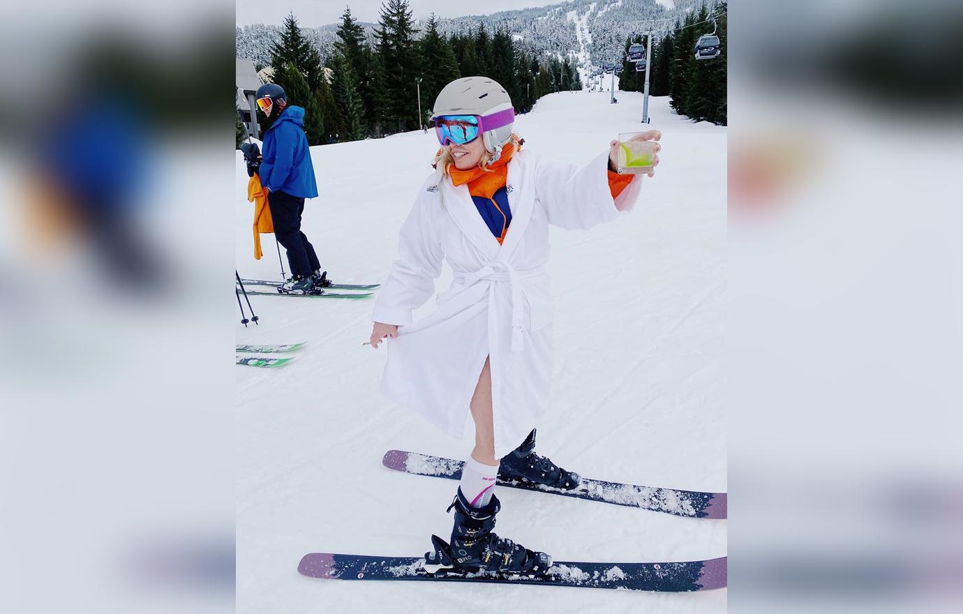 Chelsea Handler Skis Without Pants While Holding Margarita & Marijuana