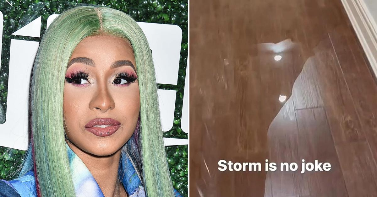 cardi b shows her house got flooded