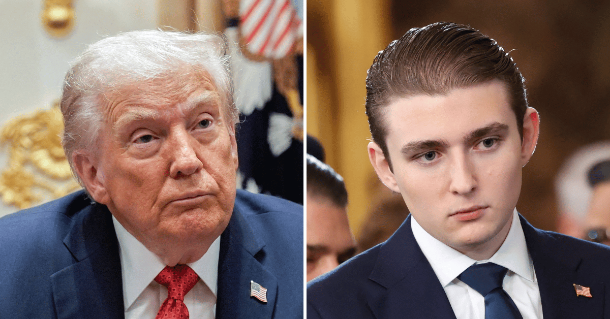 Split photo of Donald Trump, Barron Trump