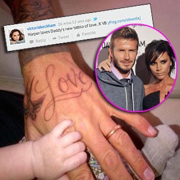 David Beckham Inks His Love On His Hand; And Baby Harper Approves!