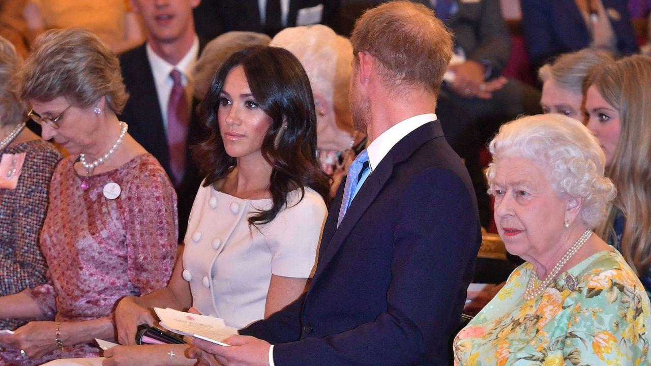 Photo of Prince Harry and Meghan Markle, Queen Elizabeth