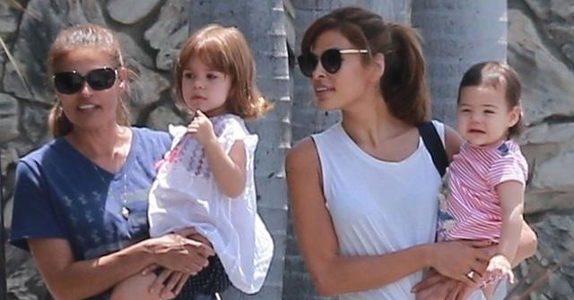 Eva Mendes Takes Daughters Out For Summer Stroll