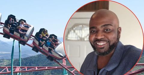 Split photo of roller coaster and Hassan Jihad Ibn Kariem