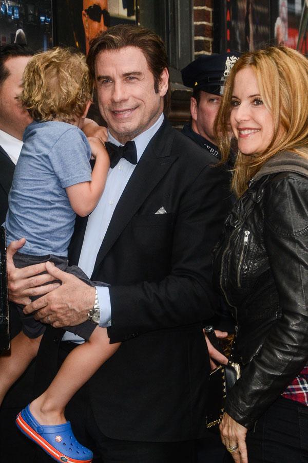 //john travolta kelly preston nyc david letterman appearance photos