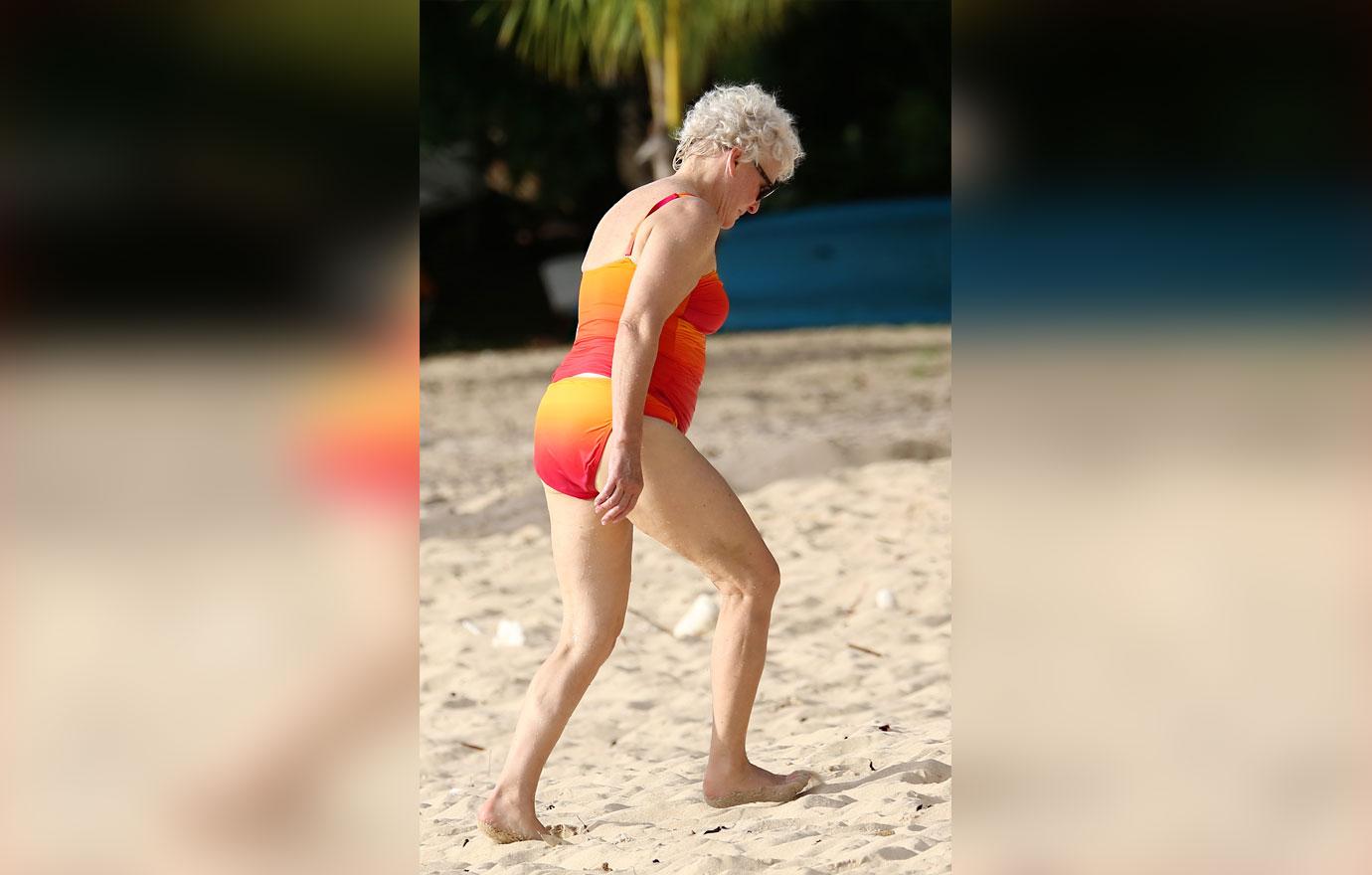 Glenn Close Takes Dip In Caribbean Ocean Holiday Pics