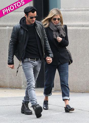 Jennifer Aniston and Justin Theroux sizzle in matching leather on