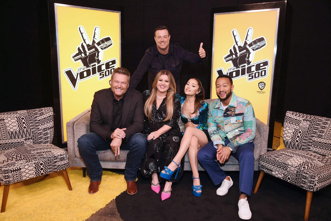 blake shelton kelly clarkson carson daly ariana grande john legend th episode the voice