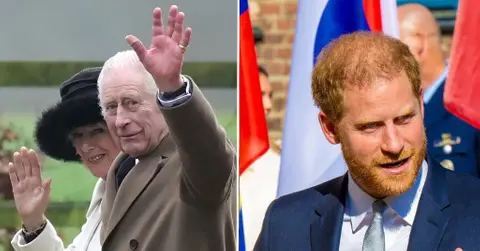 Composite photo of King Charles and Prince Harry