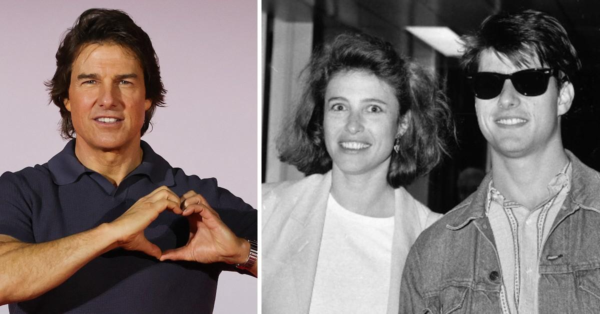 Split photo of Tom Cruise, Tom Cruise and Mimi Rogers